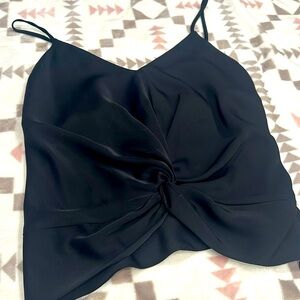 Fifteen Twenty XS black silky tank, twist front